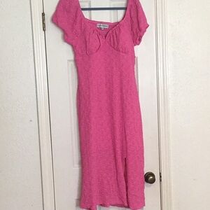 NEW Almost Famous Pink Lined Front Split Summer Dress